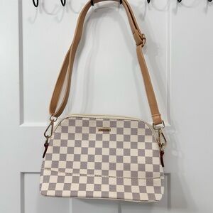 Checkered Beige and Tan Women's Bag